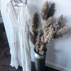 Jade White Maxi Dress with buttons.